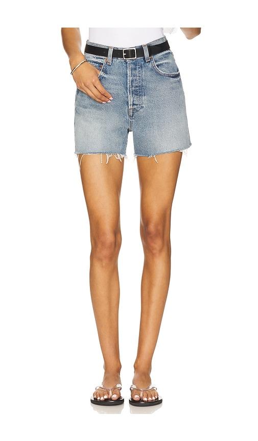 grlfrnd jules super high rise vintage short in blue.