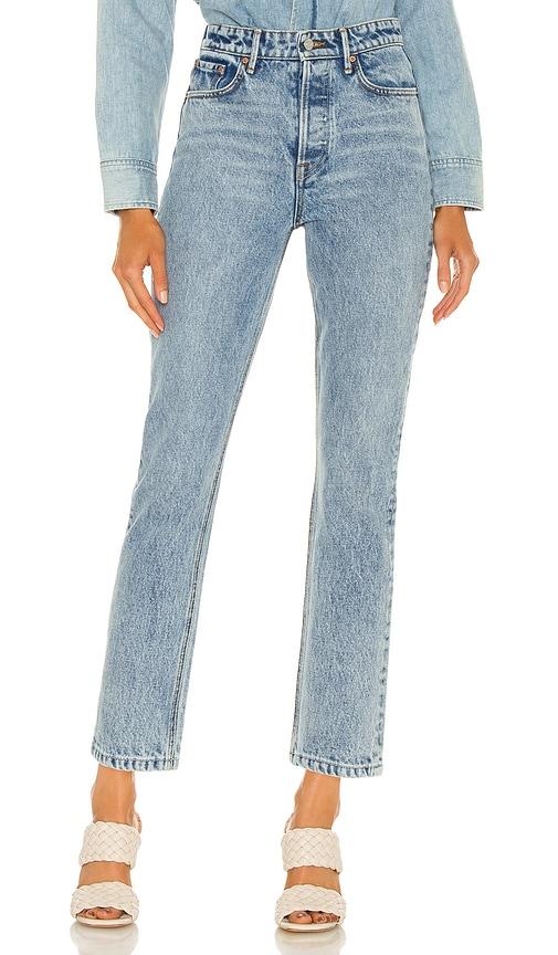 grlfrnd karolina high rise straight crop in denim-light.