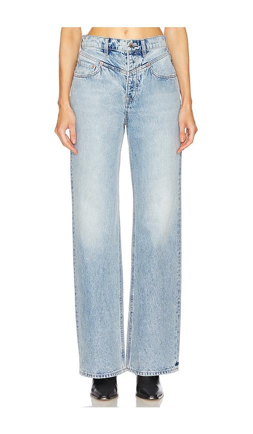 grlfrnd katya seamed loose wide leg jeans in denim-light.