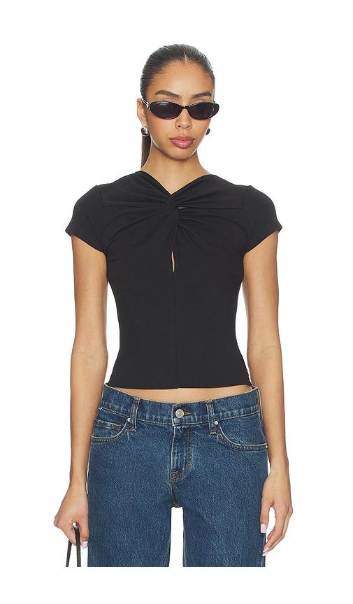 grlfrnd keyhole twist short sleeve tee in black.
