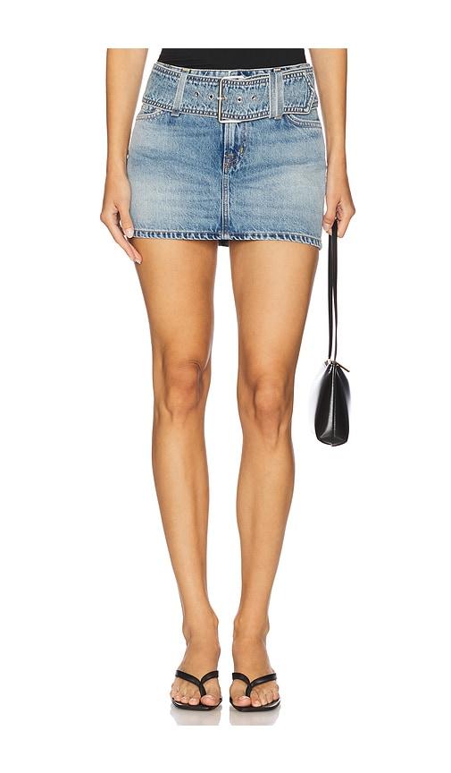grlfrnd laurie belted mini skirt in blue.
