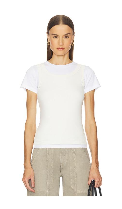 grlfrnd layered short sleeve tee in white.