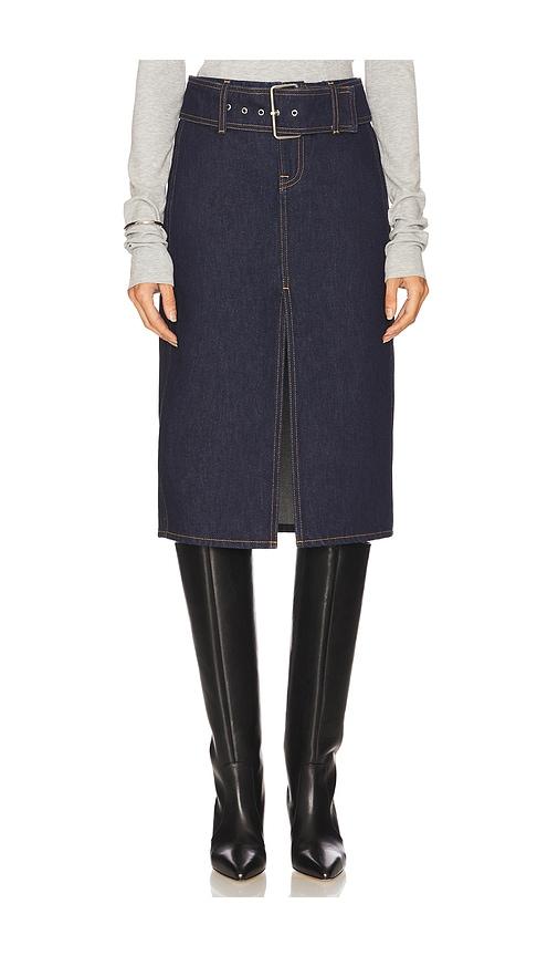 grlfrnd norma midi skirt in blue.