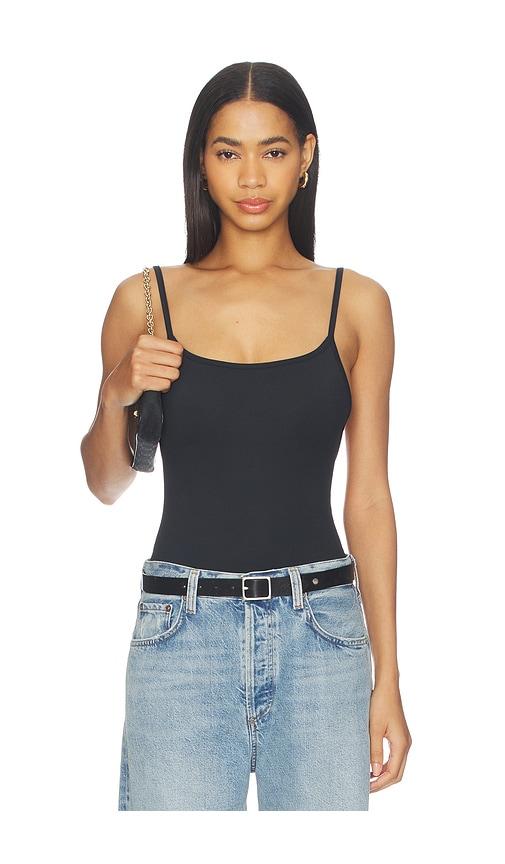 grlfrnd open-back bodysuit in black.