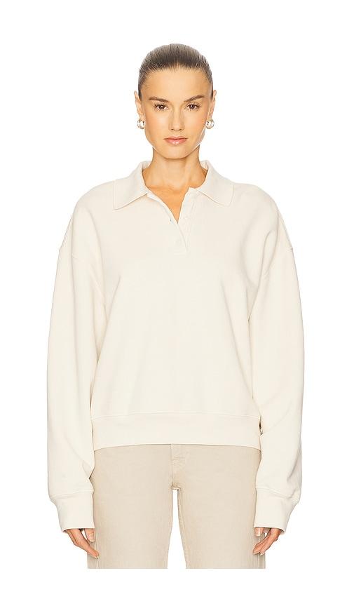 grlfrnd polo sweatshirt in ivory.