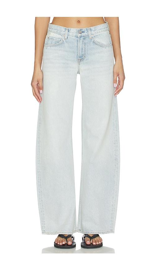 grlfrnd rory short rise baggy in blue.