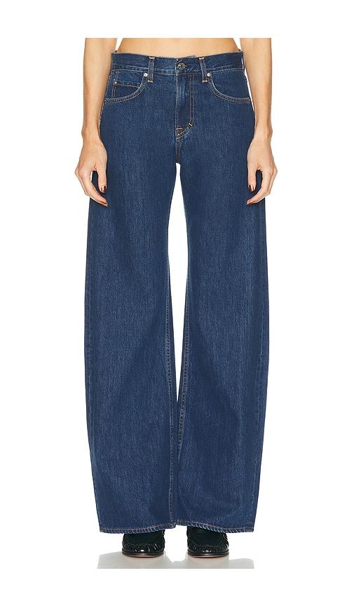 grlfrnd rory short rise baggy in navy.