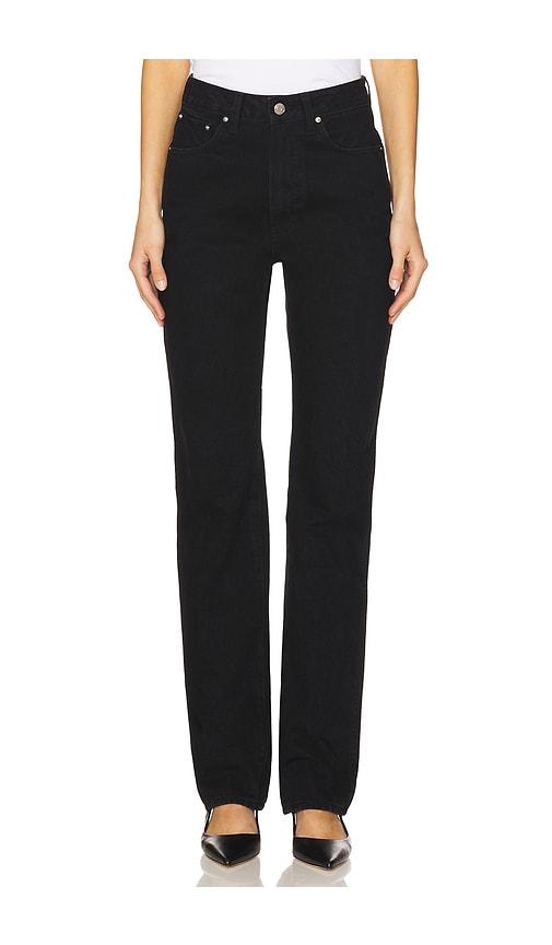 grlfrnd sara super high rise straight jeans in black.