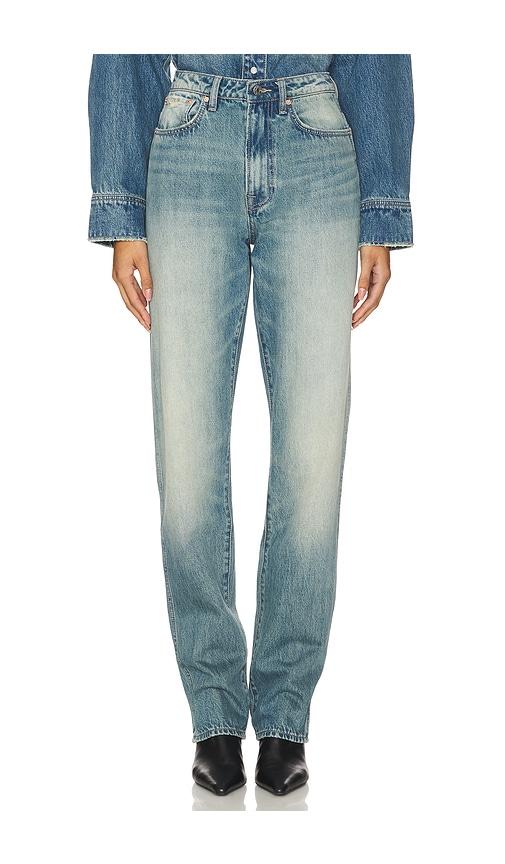 grlfrnd sara super high-rise straight jeans in denim-medium.