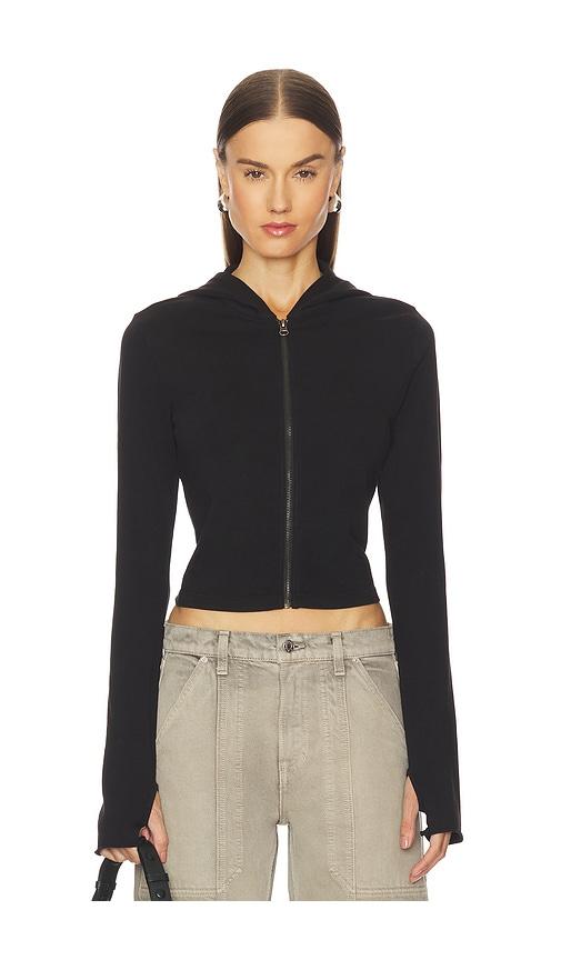 grlfrnd shrunken zip hoodie in black.