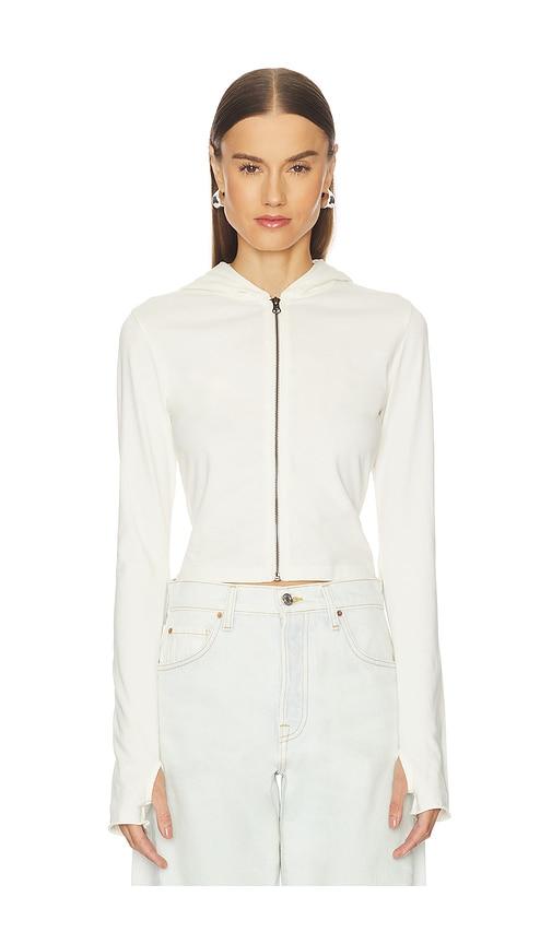 grlfrnd shrunken zip hoodie in ivory.