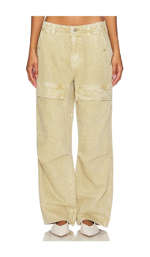 grlfrnd steph low rise cargo jeans in beige.