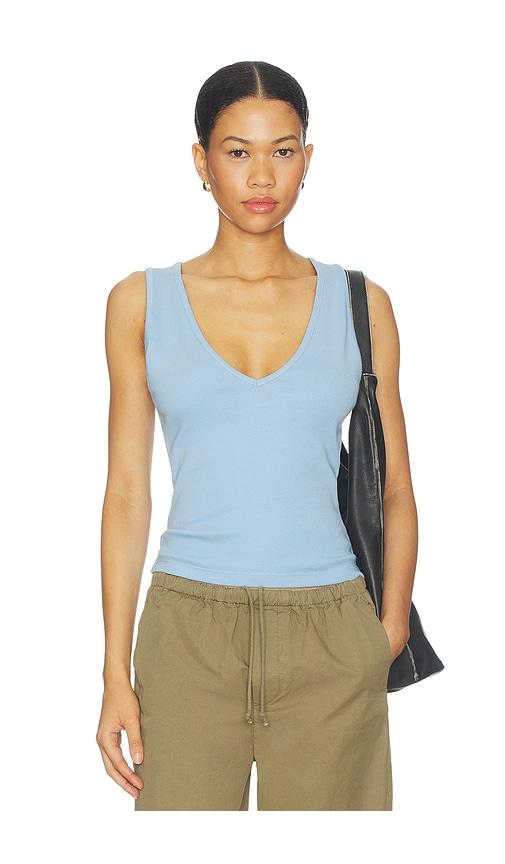grlfrnd v-neck muscle tank in baby blue.