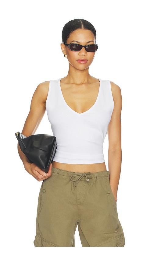 grlfrnd v-neck muscle tank in white.