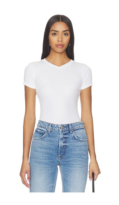 grlfrnd v-neck slim fit tee in white.