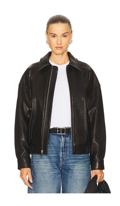 grlfrnd wren leather bomber in black.