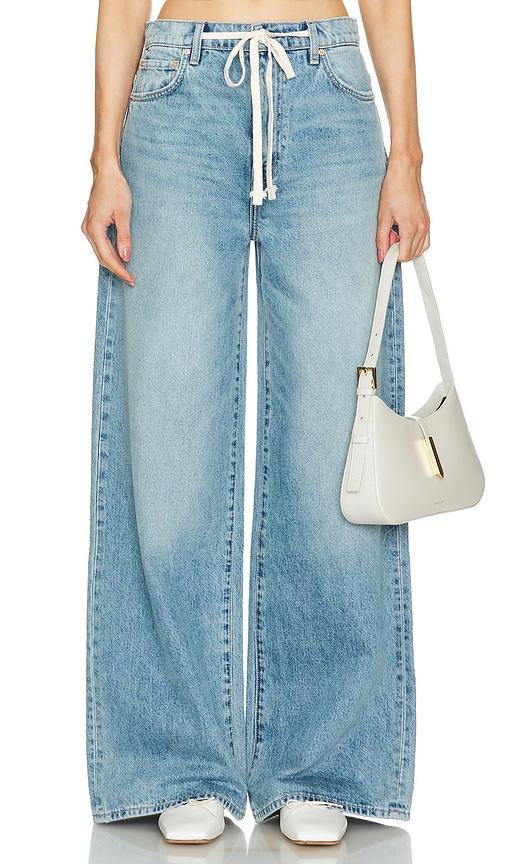grlfrnd x maggie macdonald lucia drawstring baggy wide leg jeans in denim-light.
