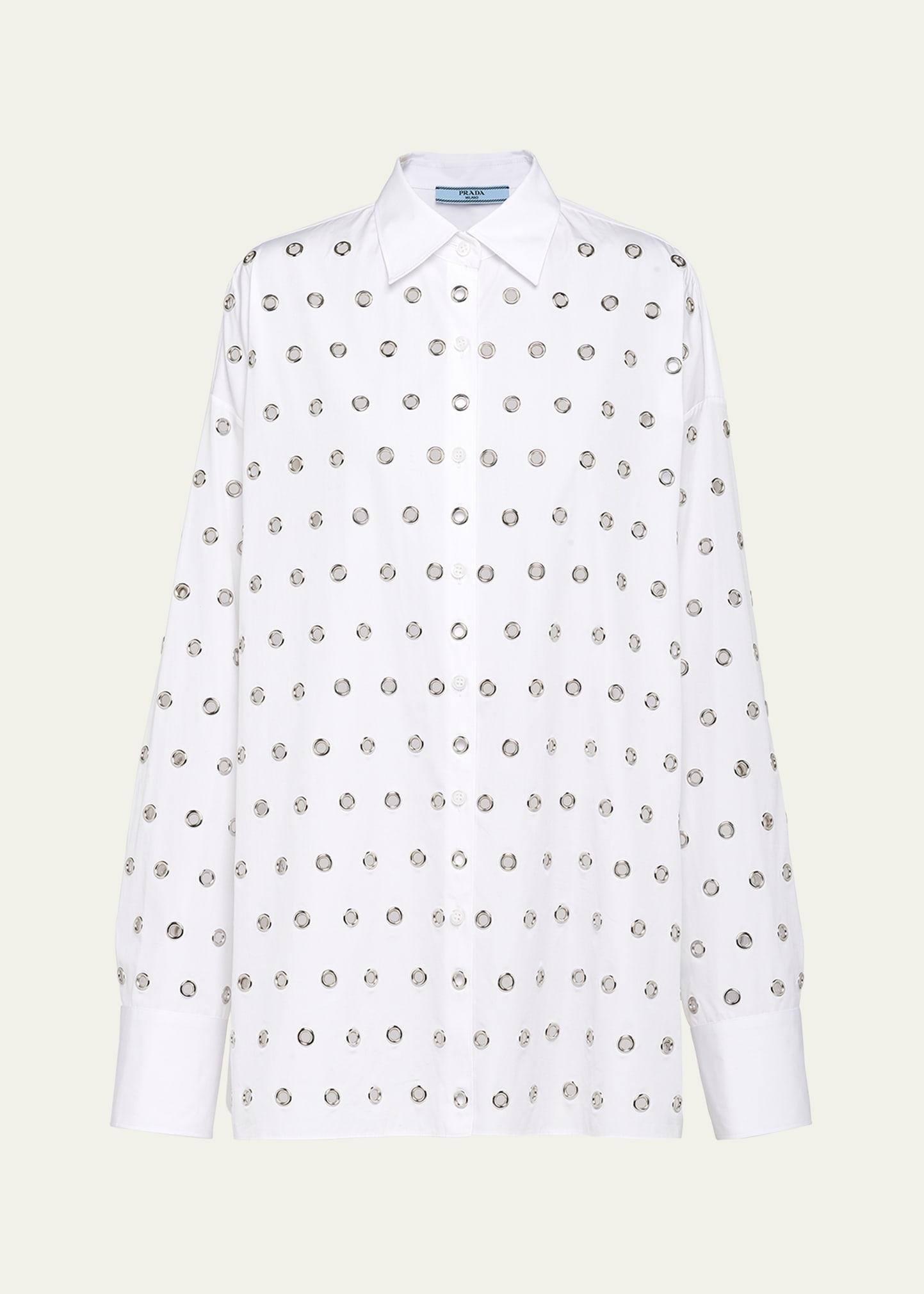 grommet poplin button down oversized top