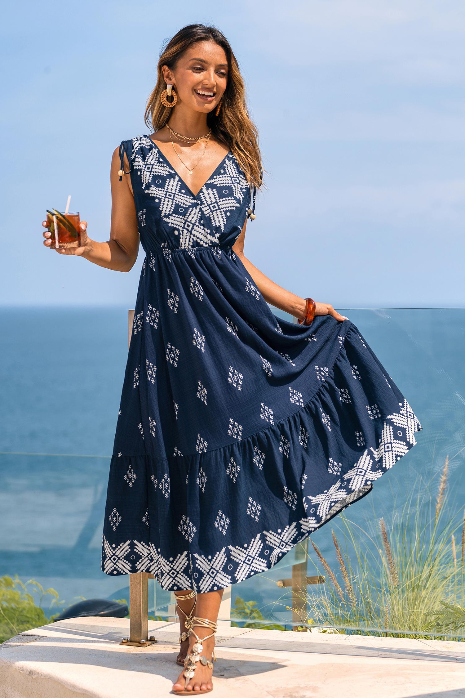 grounding exercise geo maxi dress - l