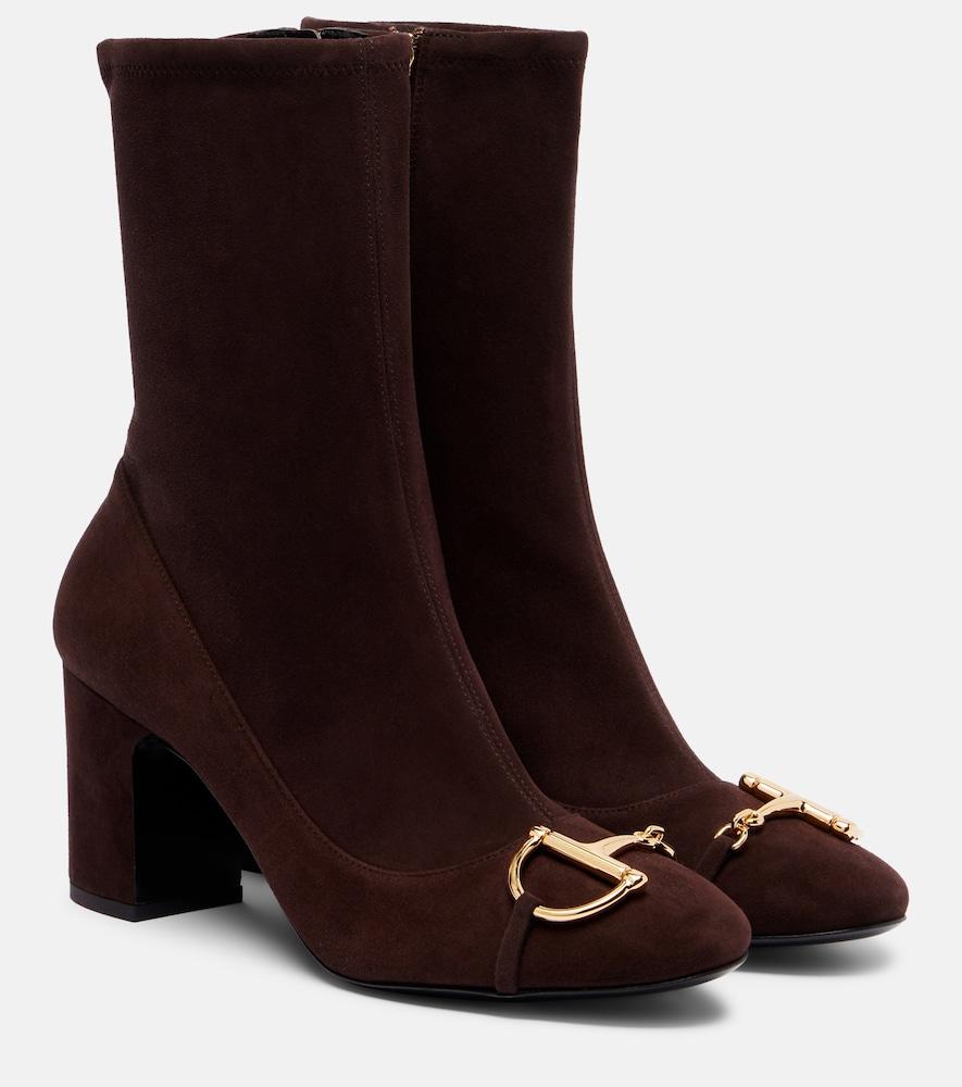 gucci alfa horsebit suede ankle boots