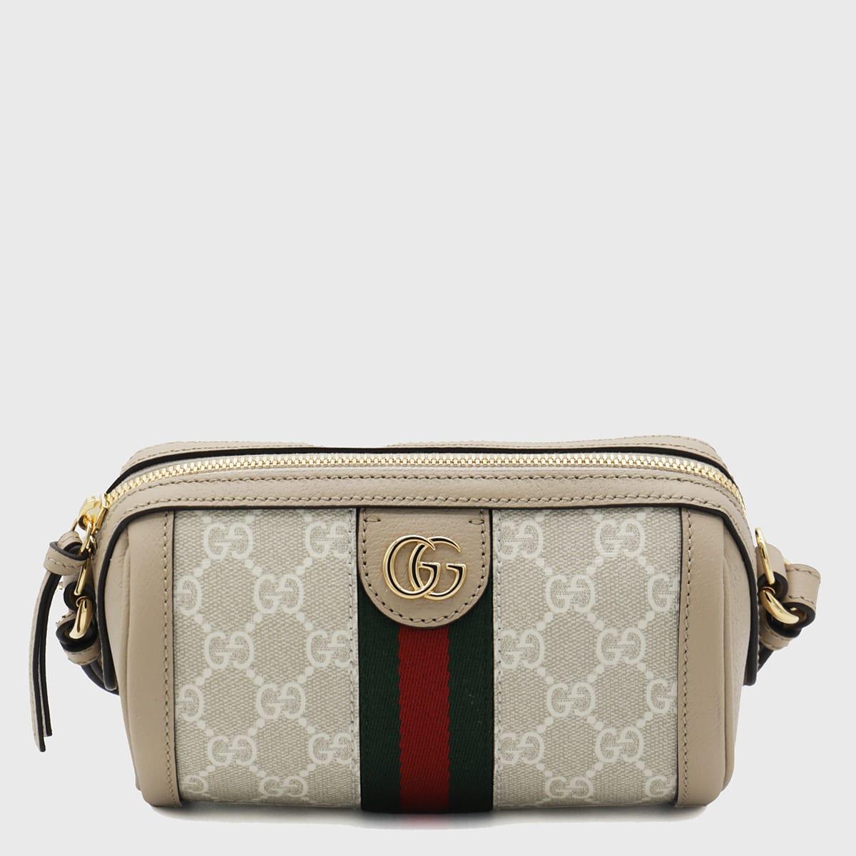 gucci beige and white leather shoulder bag