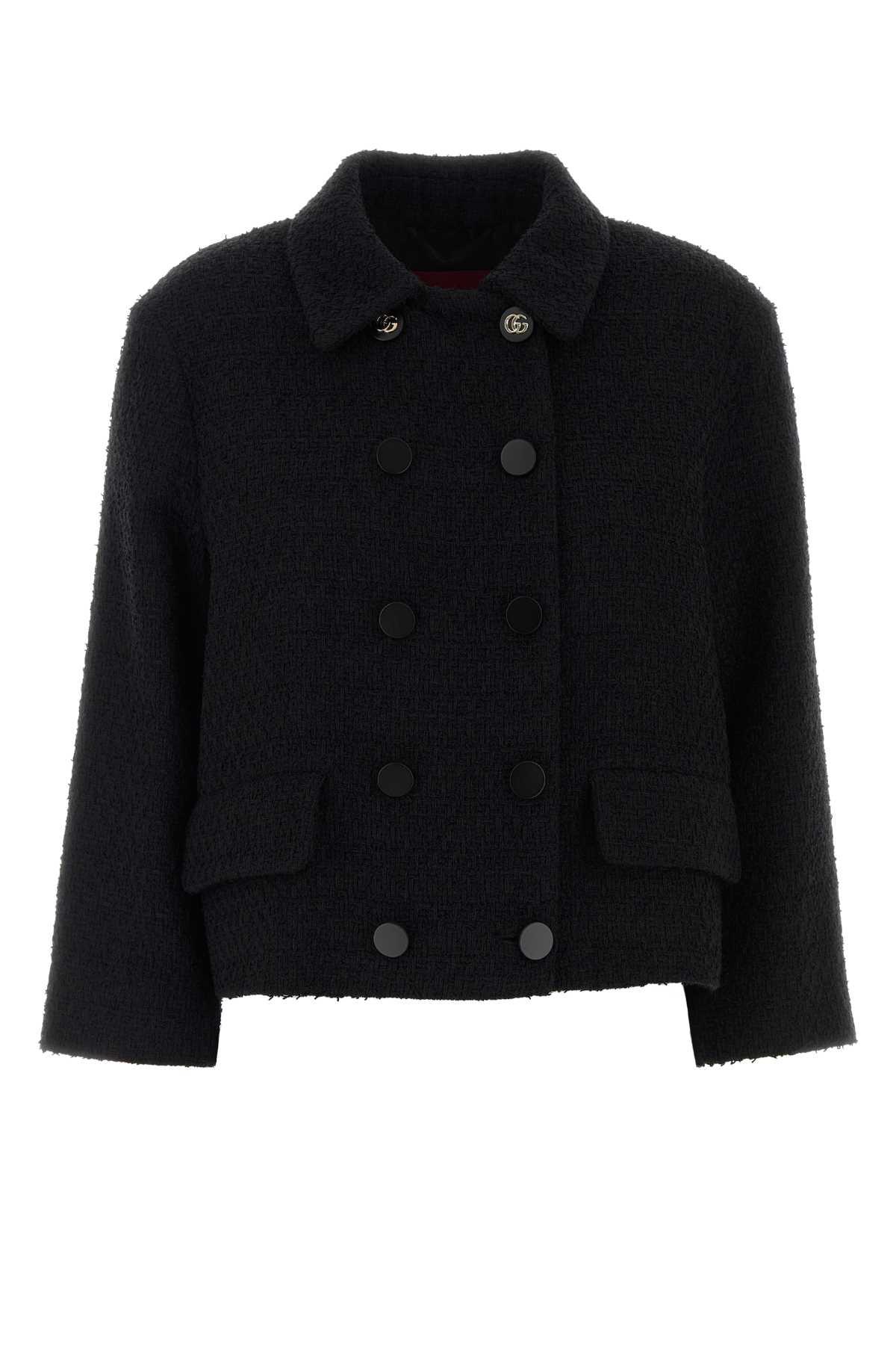 gucci black boucle blazer