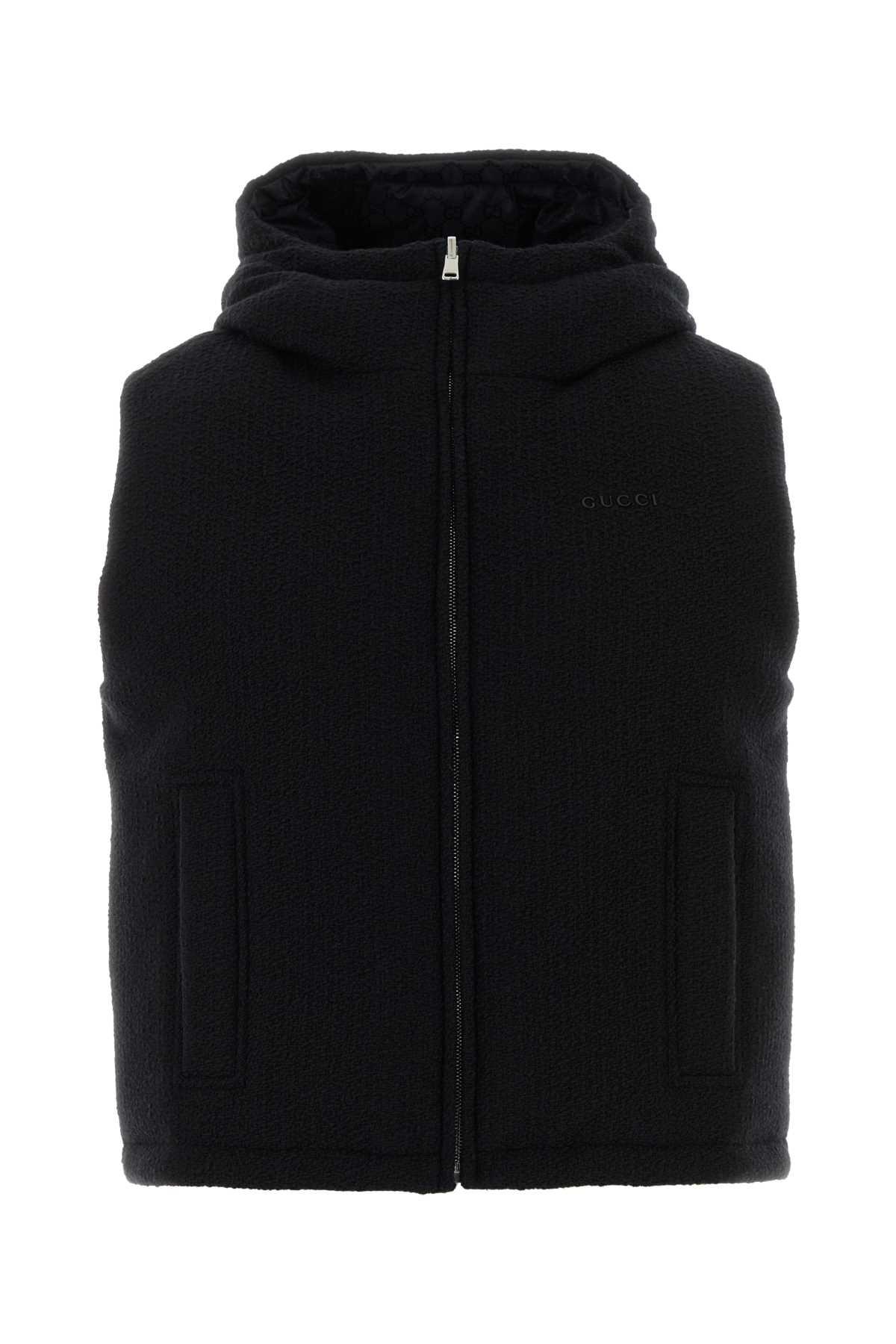 gucci black boucle reversible sleeveless jacket