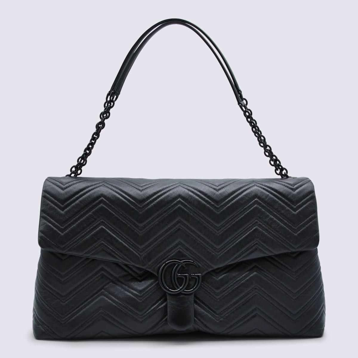 gucci black leather gg marmont maxi shuolder bag