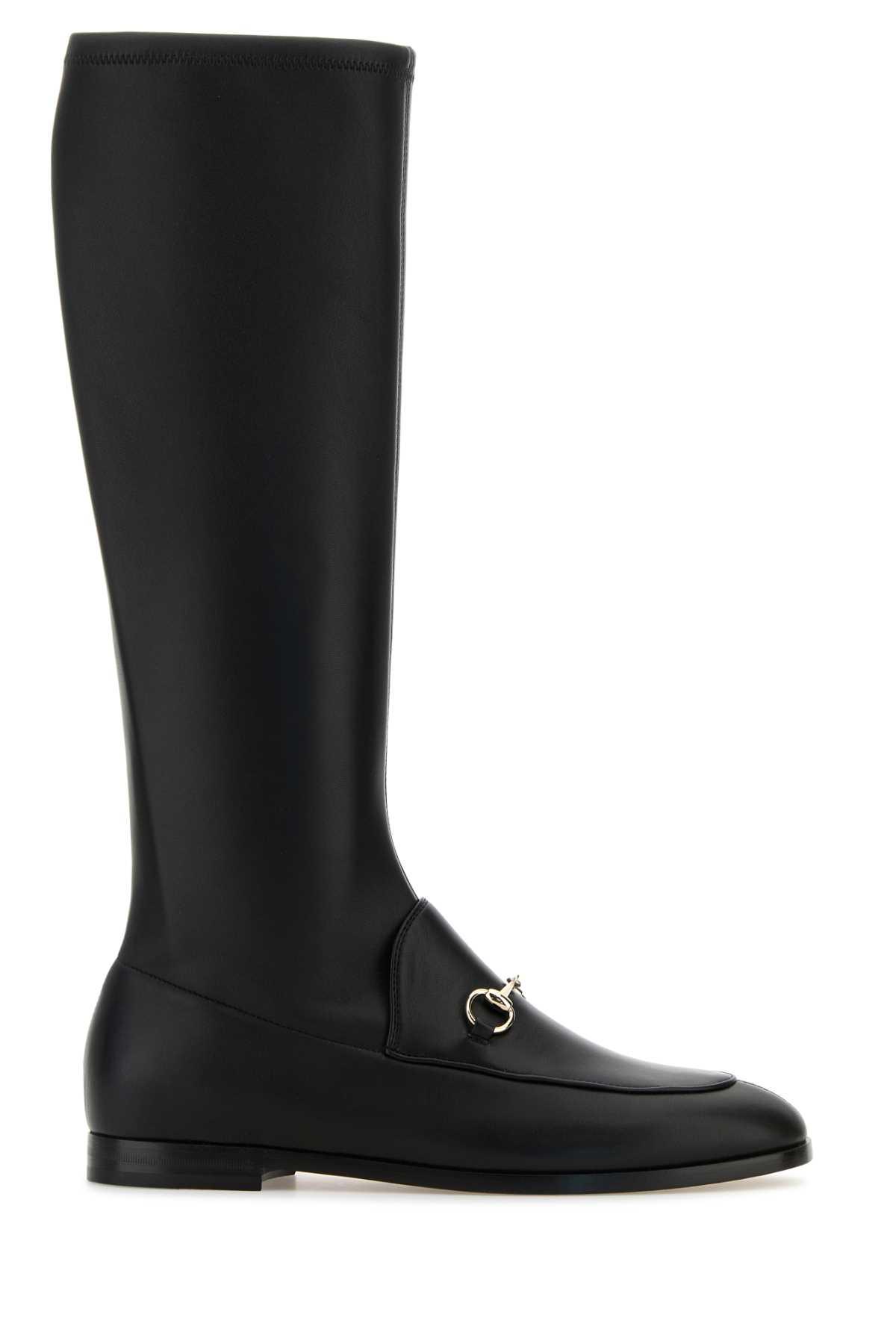 gucci black leather jordaan boots