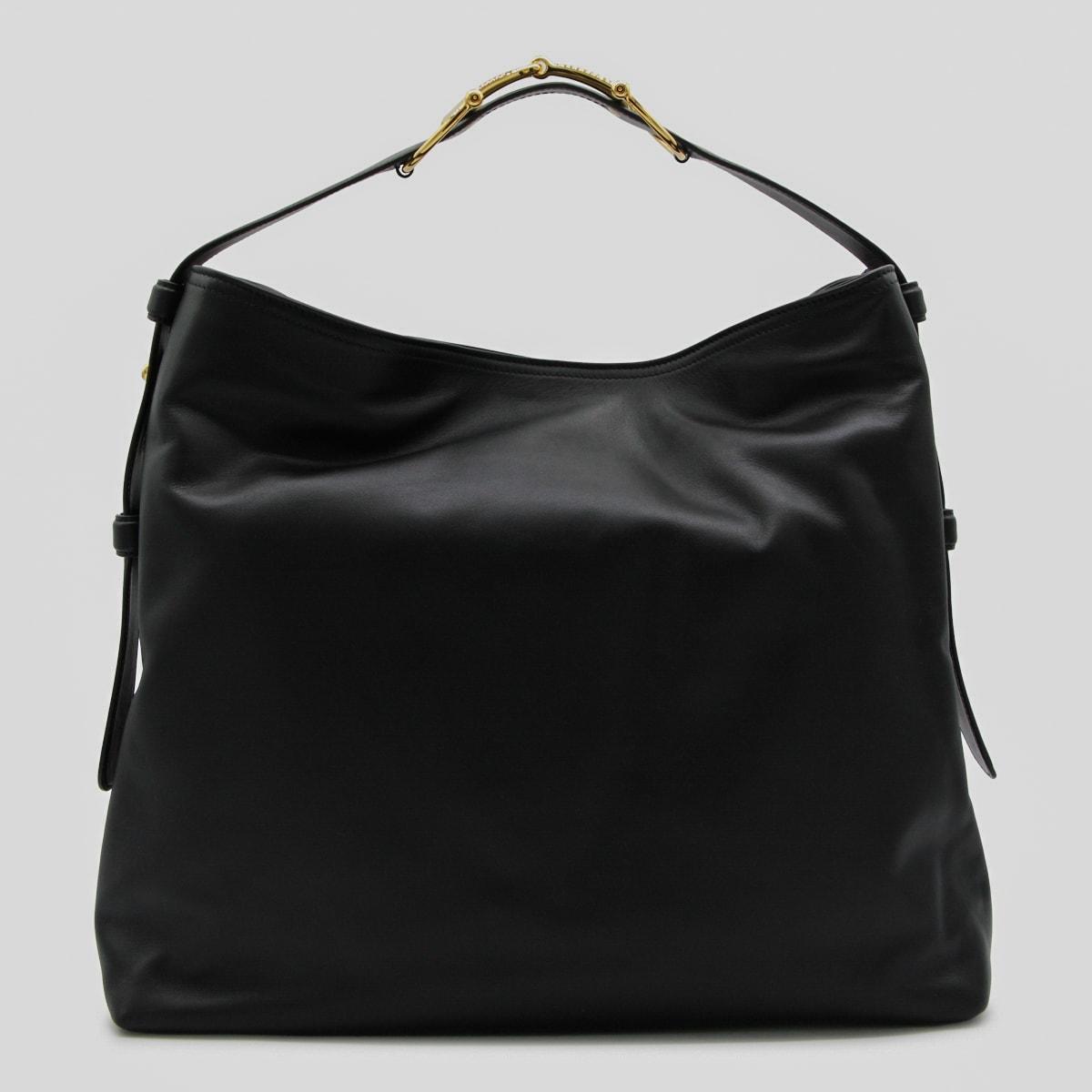 gucci black leather maxi horsebit shoulder bag