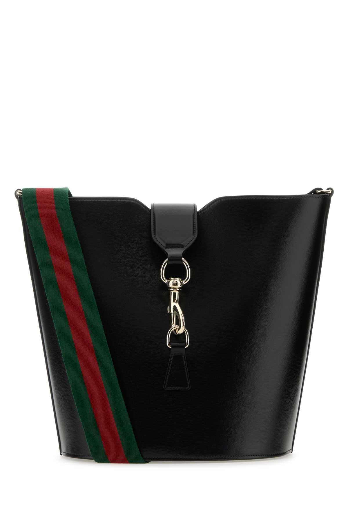 gucci black leather small bucket bag