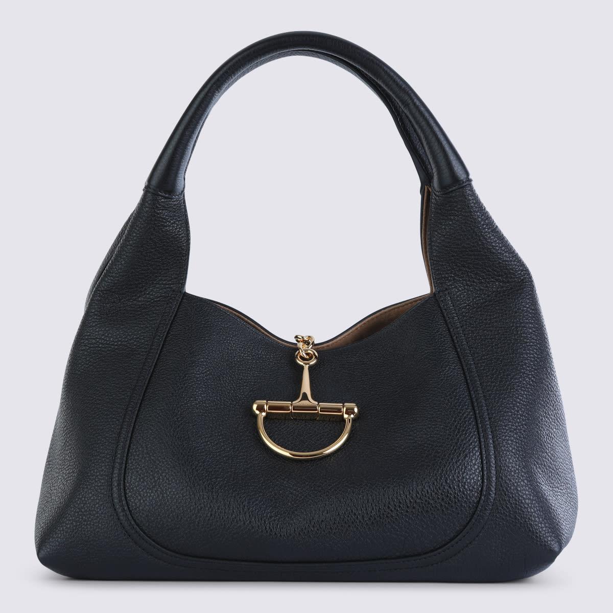 gucci black leather softbit totes
