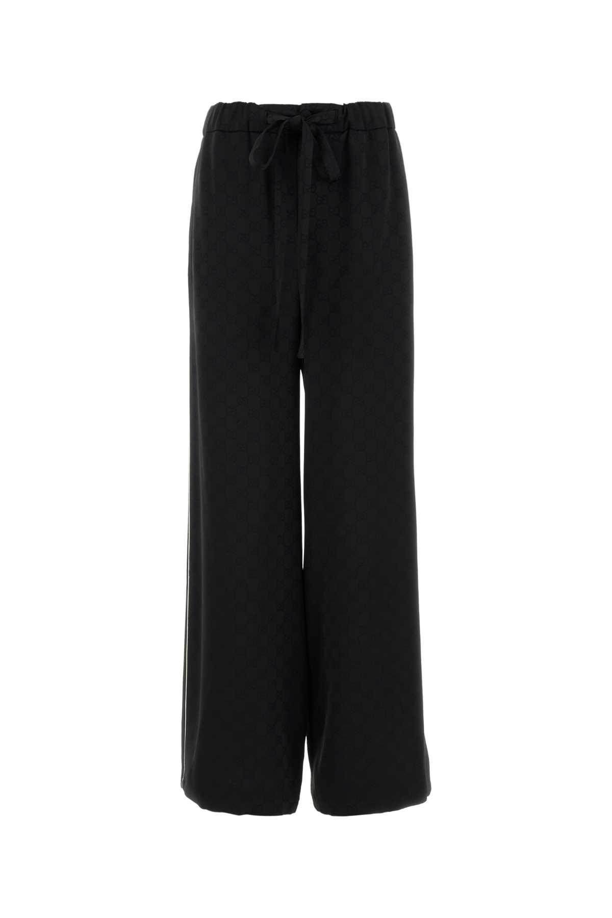 gucci black satin pyjama pant