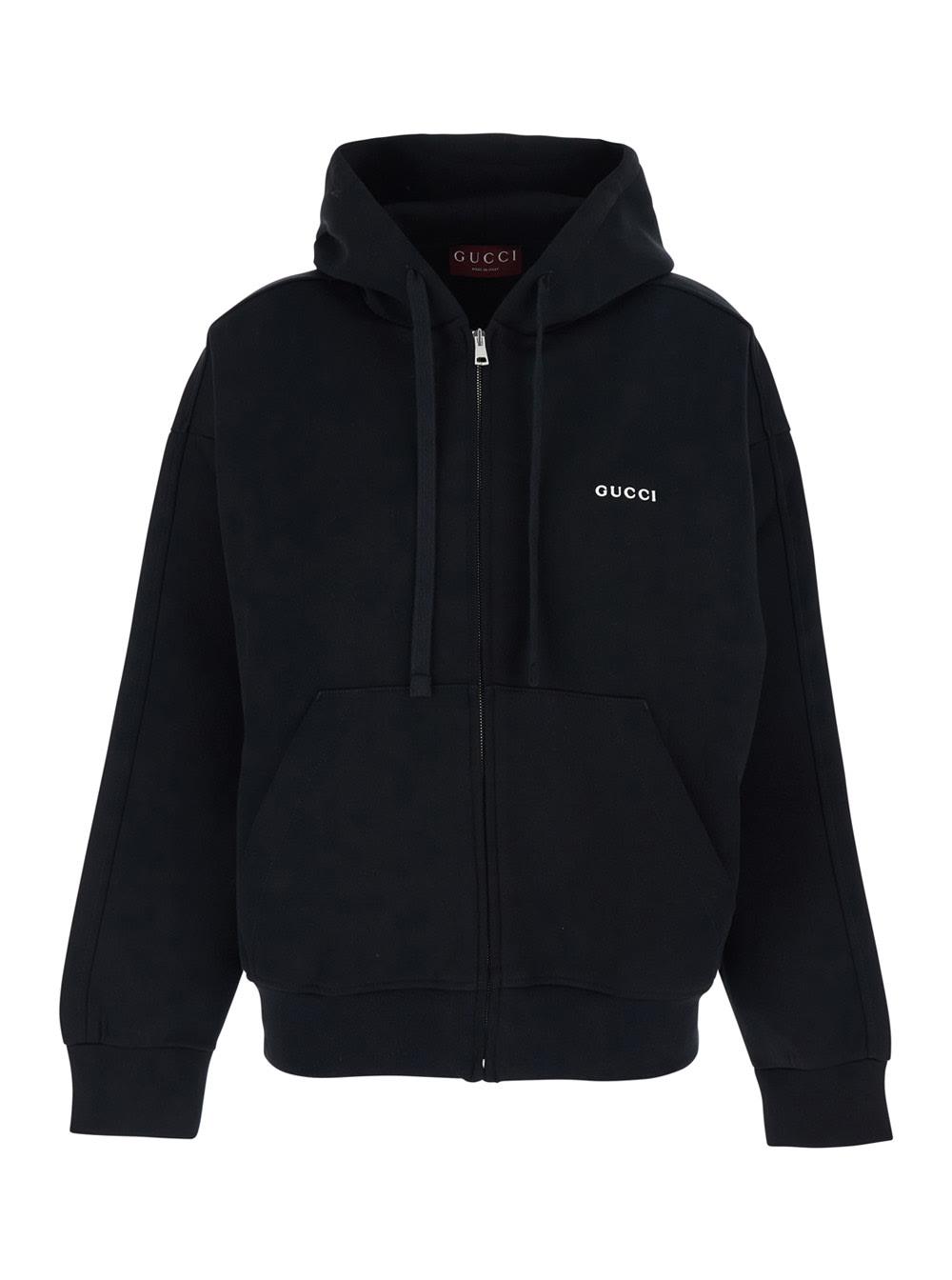 gucci black sweatshirt with dropped shoulders and logo lettering on the front in cotton woman