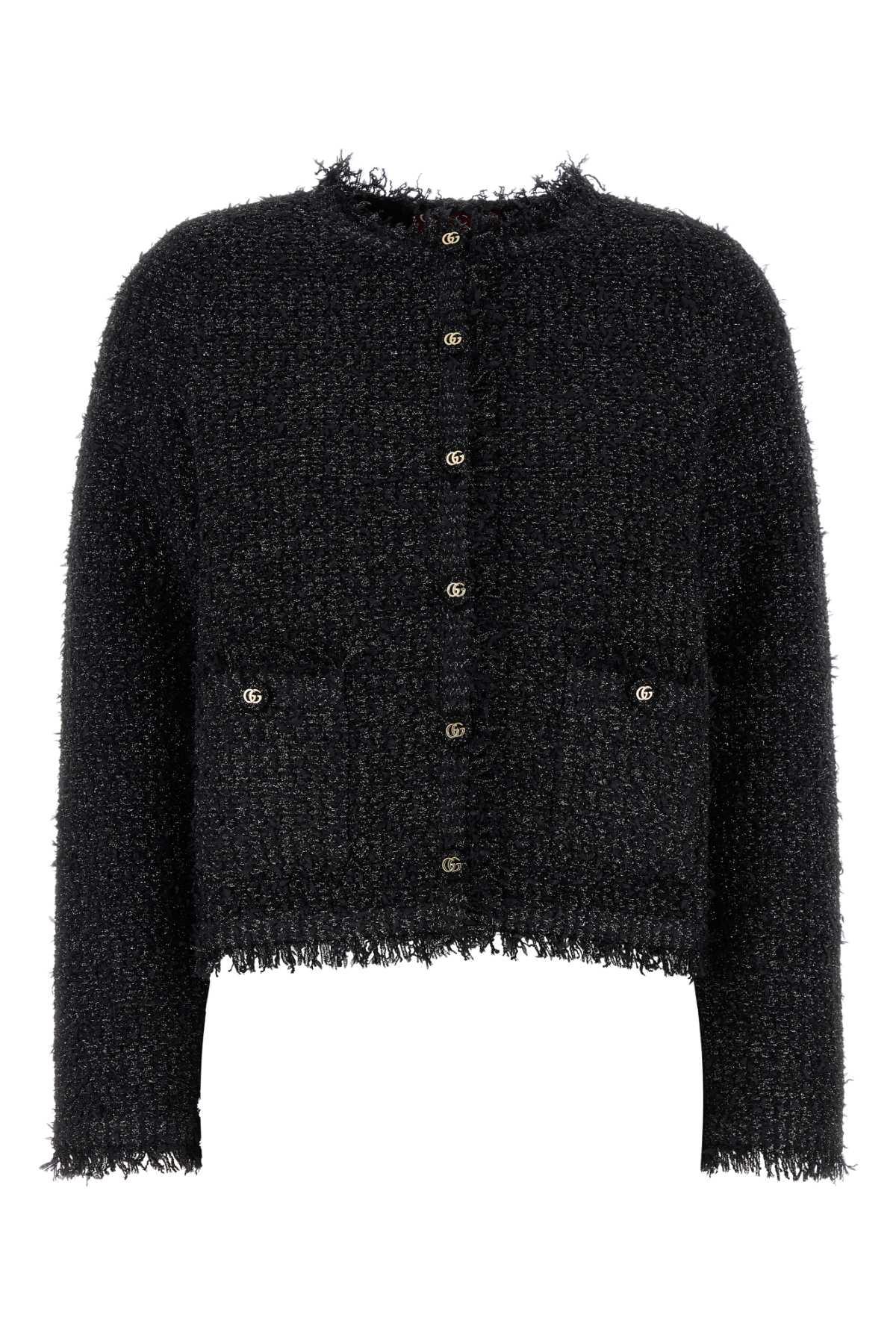 gucci black viscose blend cardigan