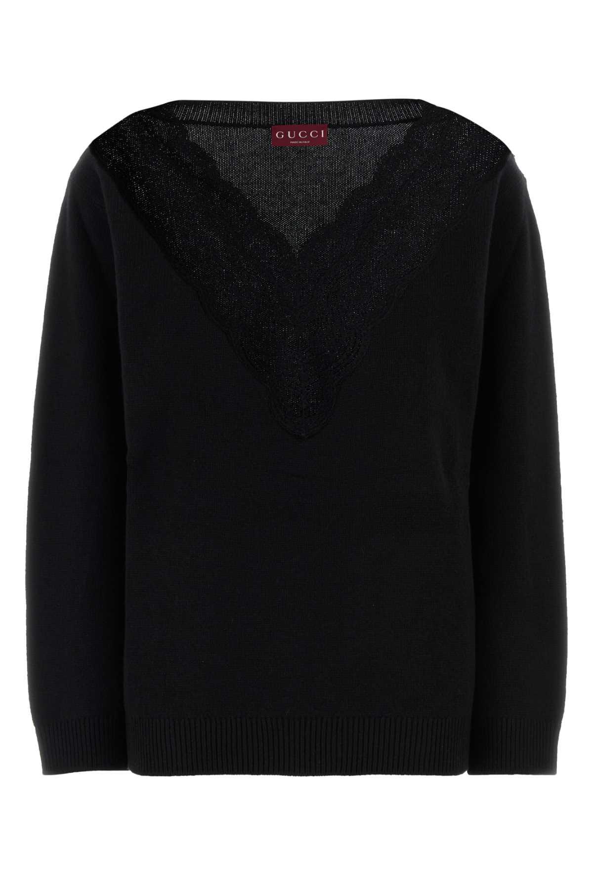 gucci black wool blend oversize sweater