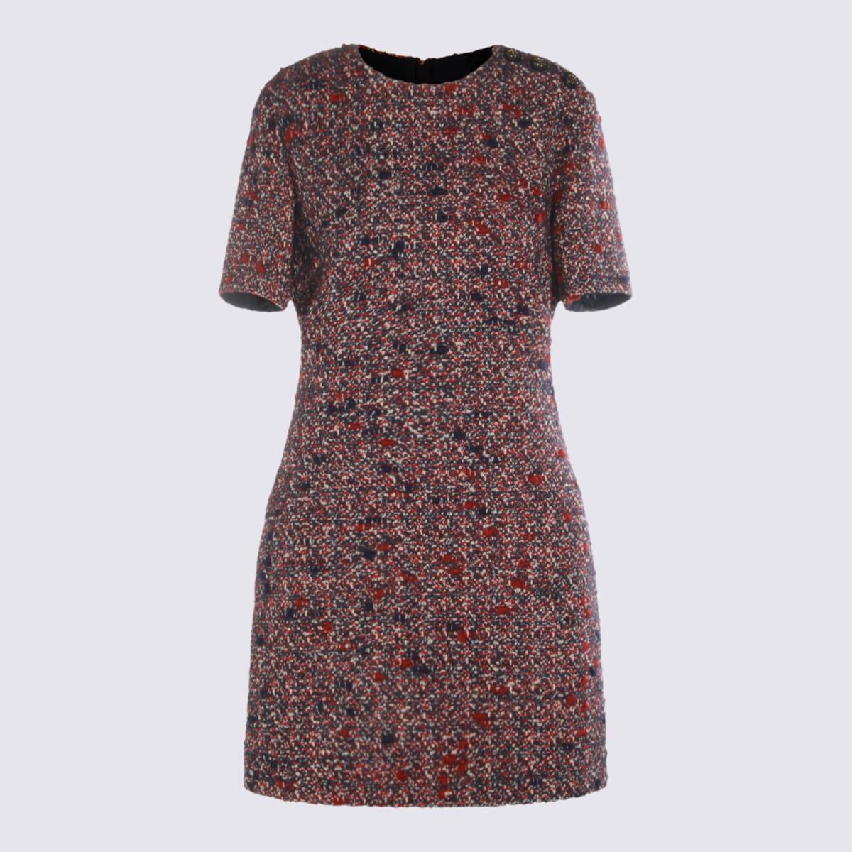 gucci blue and red wool dress