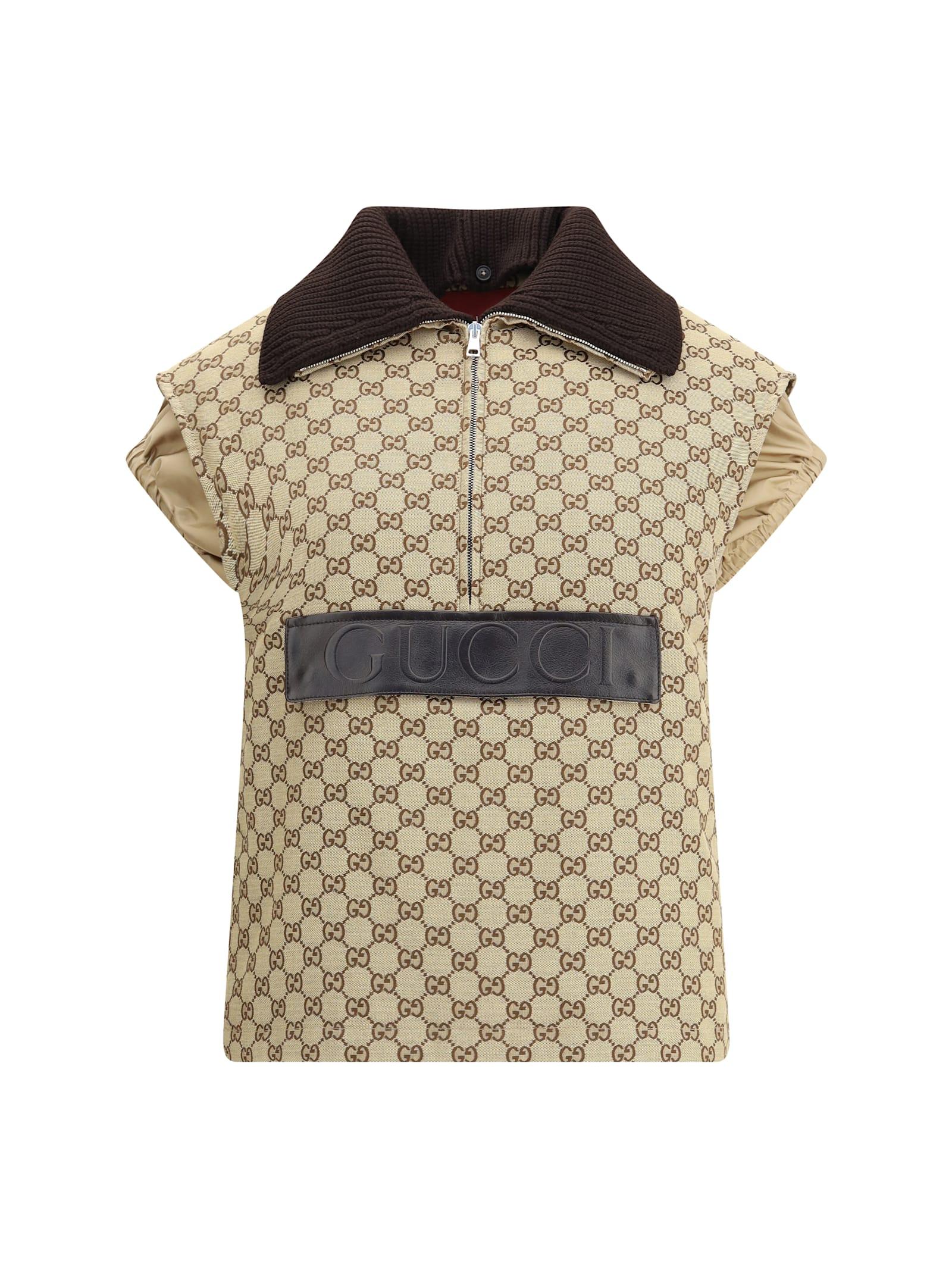 gucci bomber gilet with single front pocket