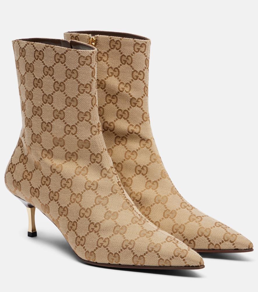 gucci bombshell 55 gg canvas ankle boots