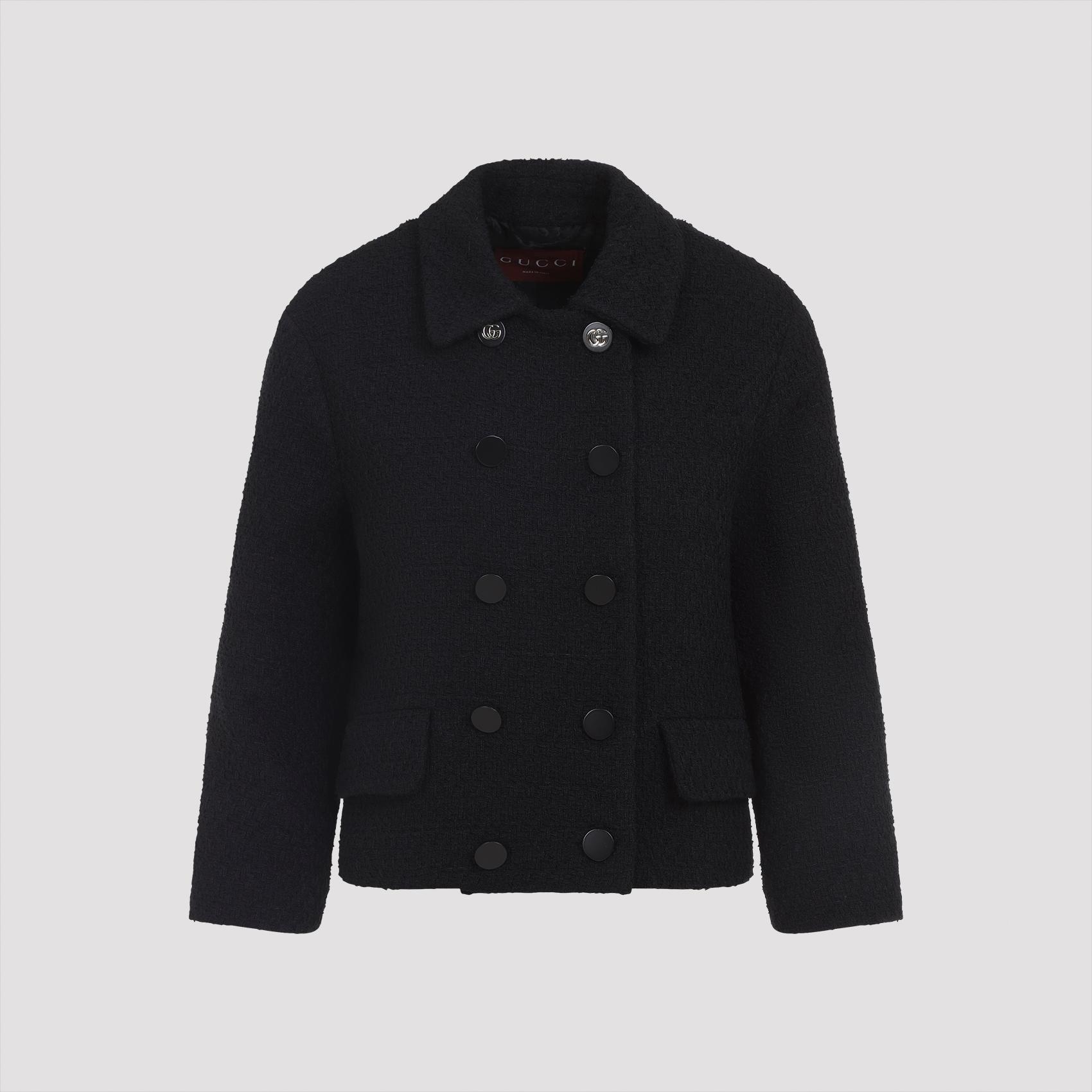 gucci boucle jacket black wool polyamide - women