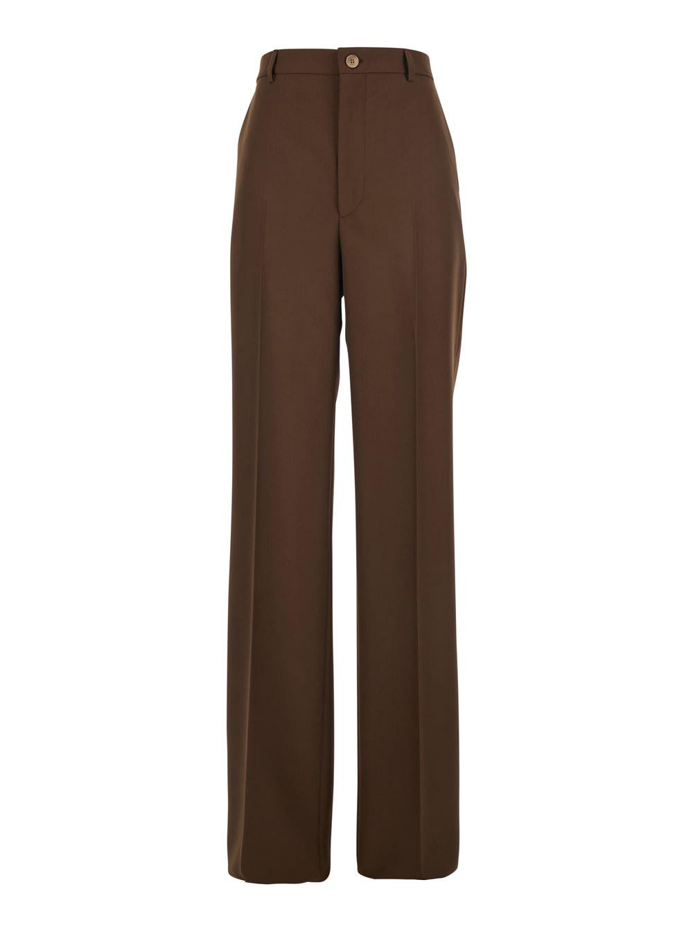 gucci brown pants with belt loops and two rear welt pockets in tech fabric woman