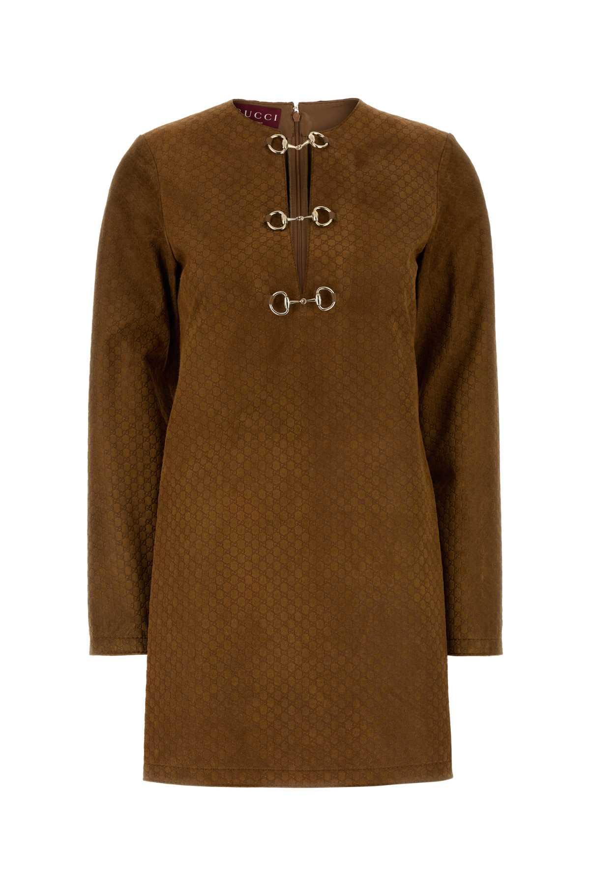 gucci brown suede dress