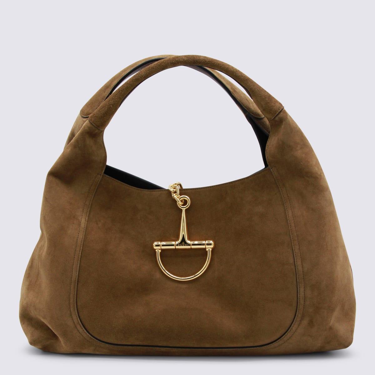 gucci brown suede softbit tote
