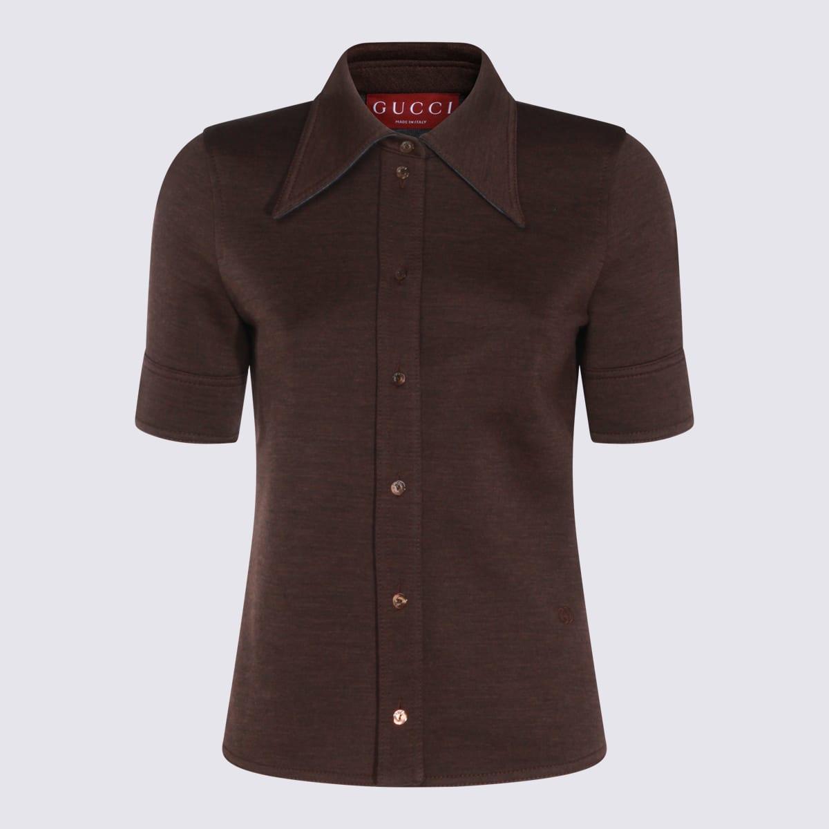 gucci brown wool polo shirt