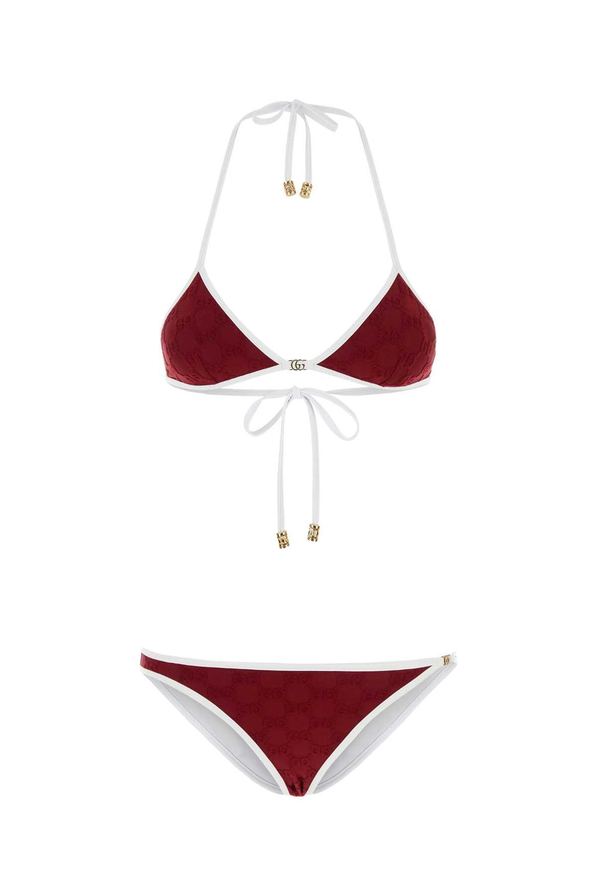 gucci burgundy stretch terry fabric bikini