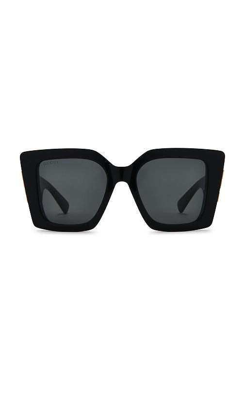 gucci butterfly square sunglasses in black & grey.