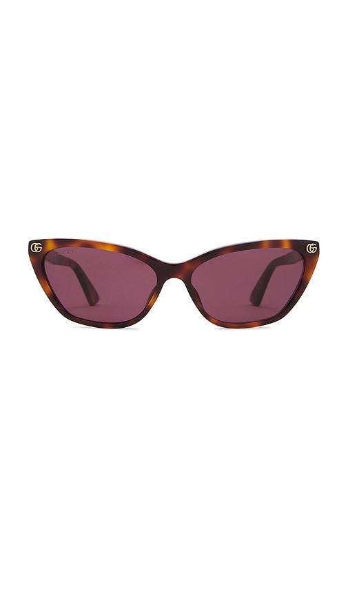 gucci cat eye sunglasses in brown.