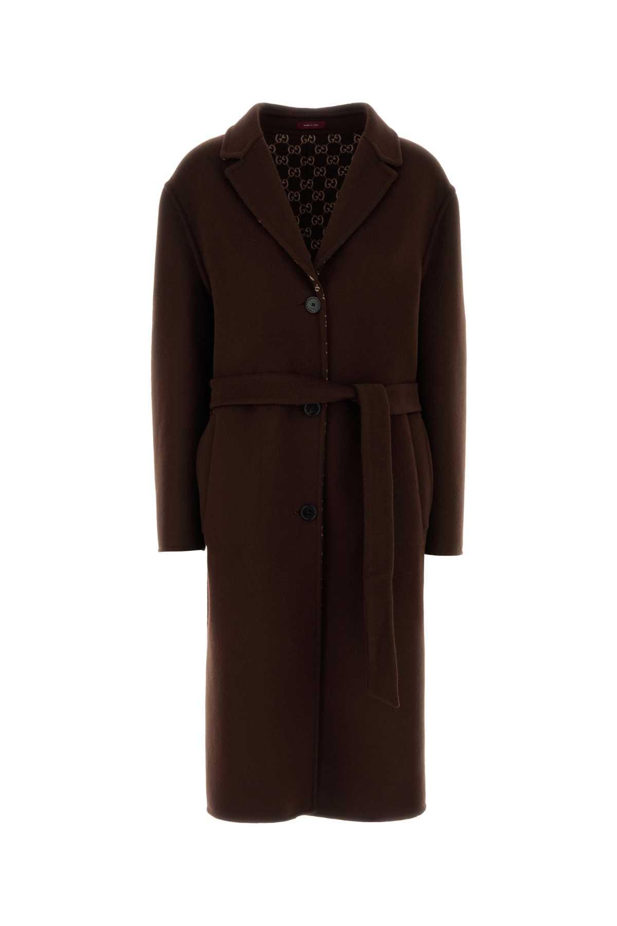 gucci chocolate wool blend reversible coat
