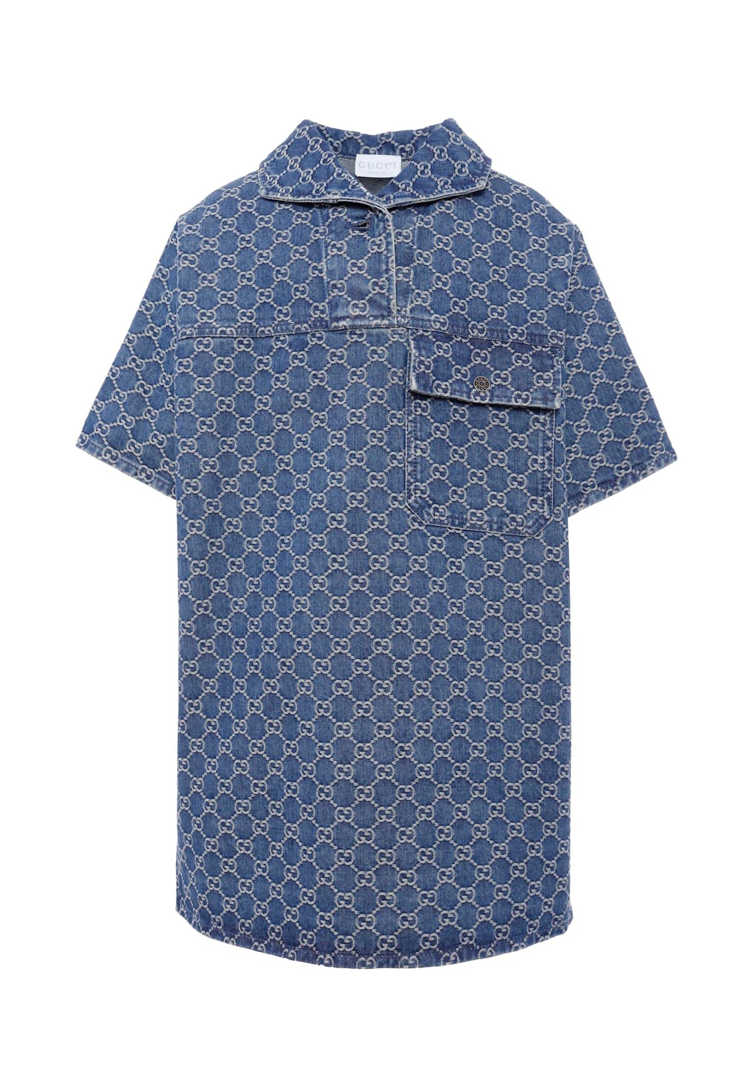 gucci denim dress for girl with gg motif