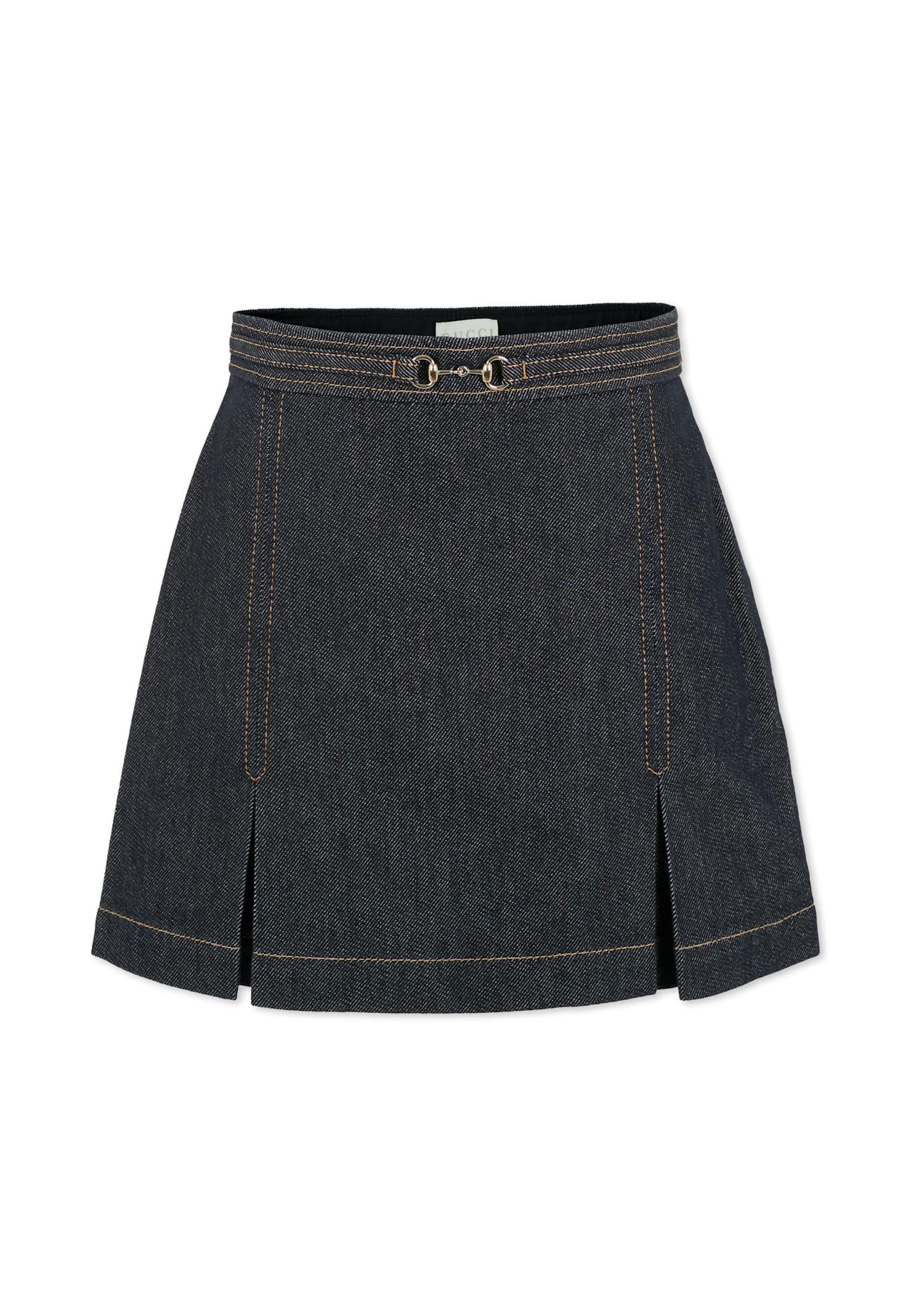 gucci denim skirt for girl with horsebit